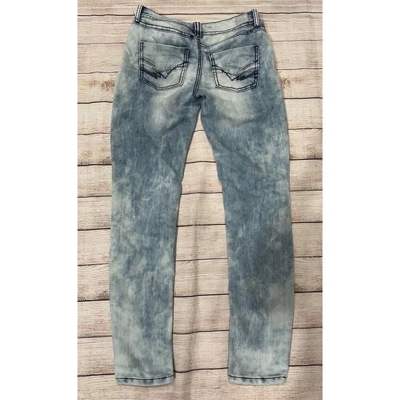 Almost Famous Distressed Skinny Blue Jeans Juniors Size 7 - Picture 3 of 7
